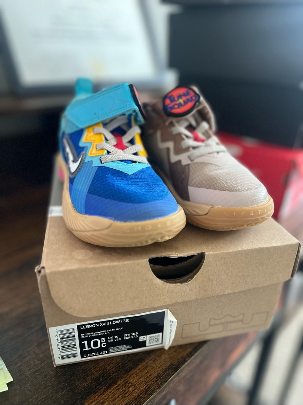 Kids' Dual-Tone Basketball Sneakers - Blue & Brown